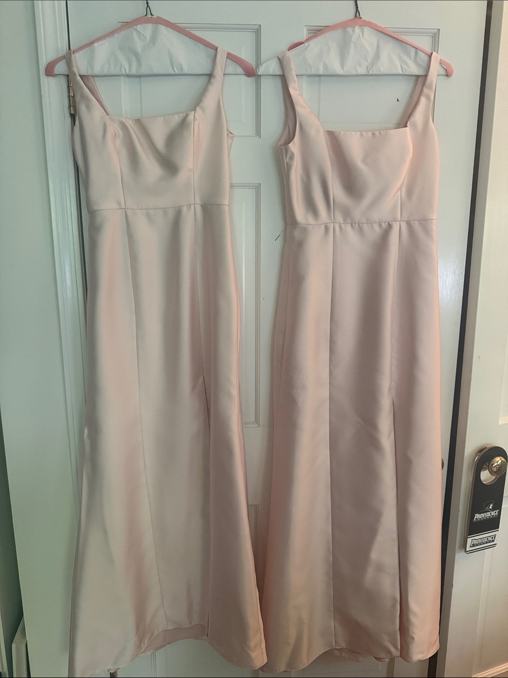 Elegant Women's Satin Square-Neck Dress in Blush Pink